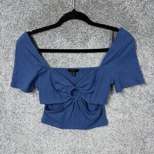 Forever 21 Crop Top Medium Blue Ring Front Cutout Coquette Summer Festival Wear